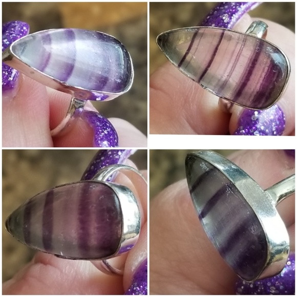 Genuine 8ct Natural Fluorite Ring Size 8 - Picture 4 of 6